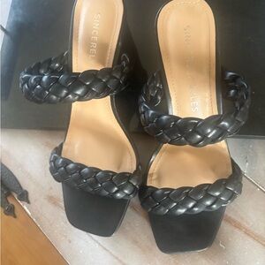 Sincerely Jules Black Braided Heels